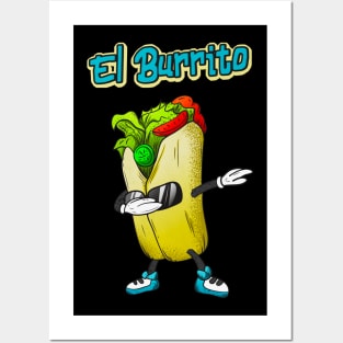 El Burrito Dabbing Funny Mexican Food Posters and Art